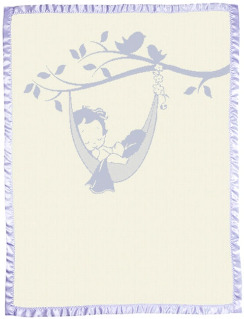 Merino blanket satin edge natural lavanda