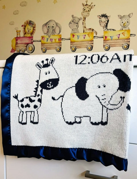 Personalized blanket merino wool zoo satin