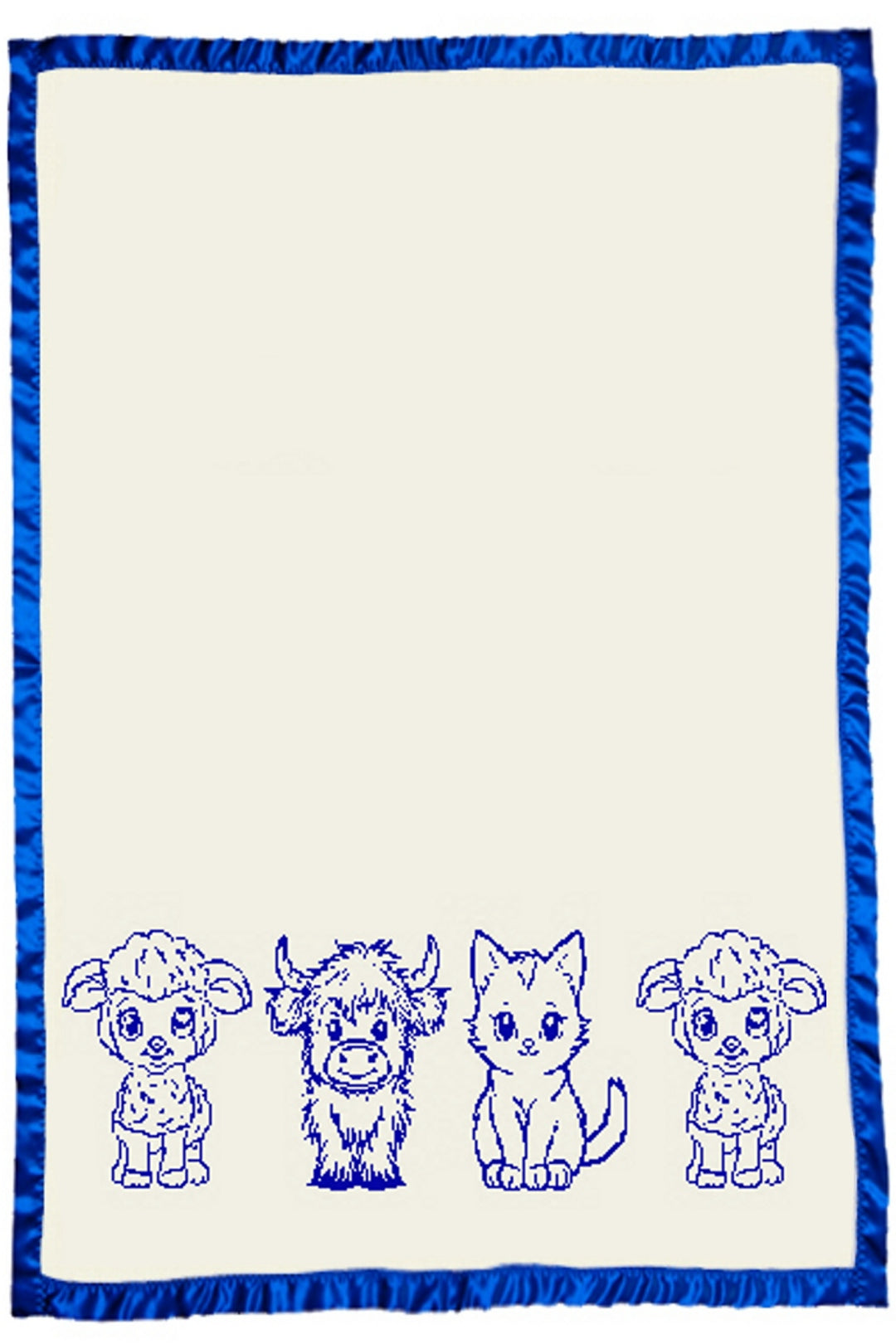 customized merino wool baby blanket cute animals satin cot electric blue