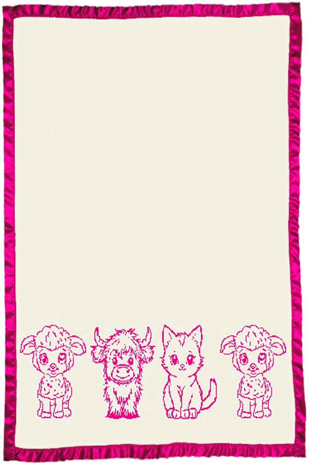 customized merino wool baby blanket cute animals satin cot hot pink