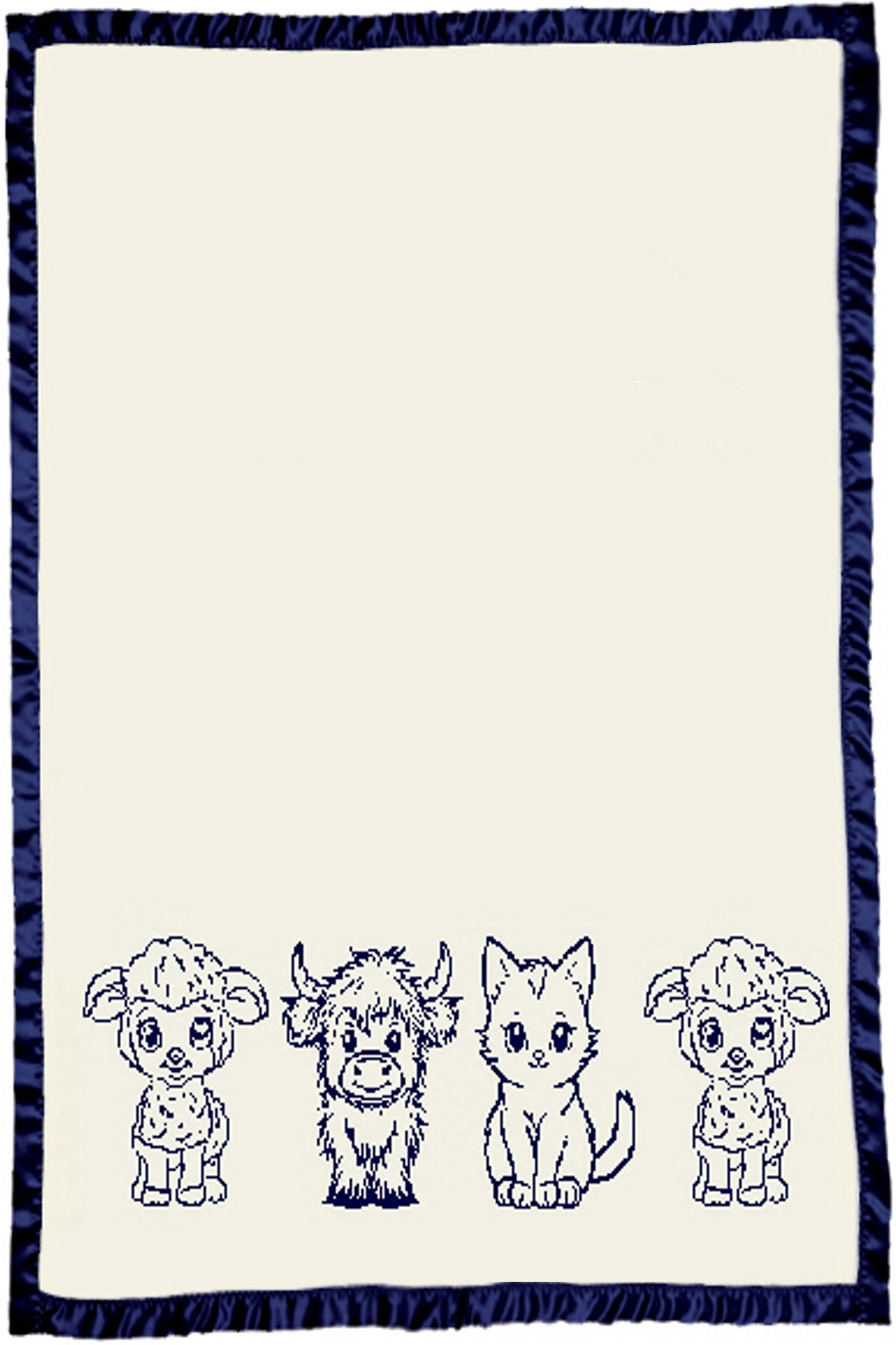 customized merino wool baby blanket cute animals satin cot navy