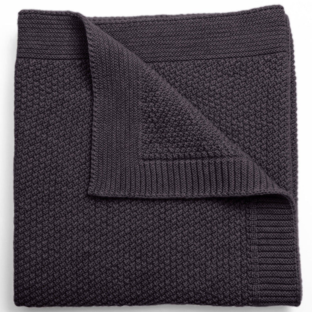 merino baby blanket moss stitch cot navy