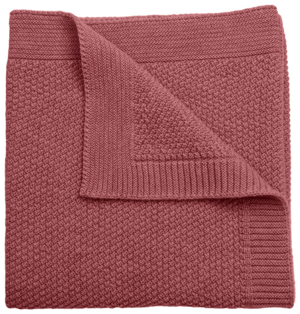 merino baby blanket moss stitch cot rose
