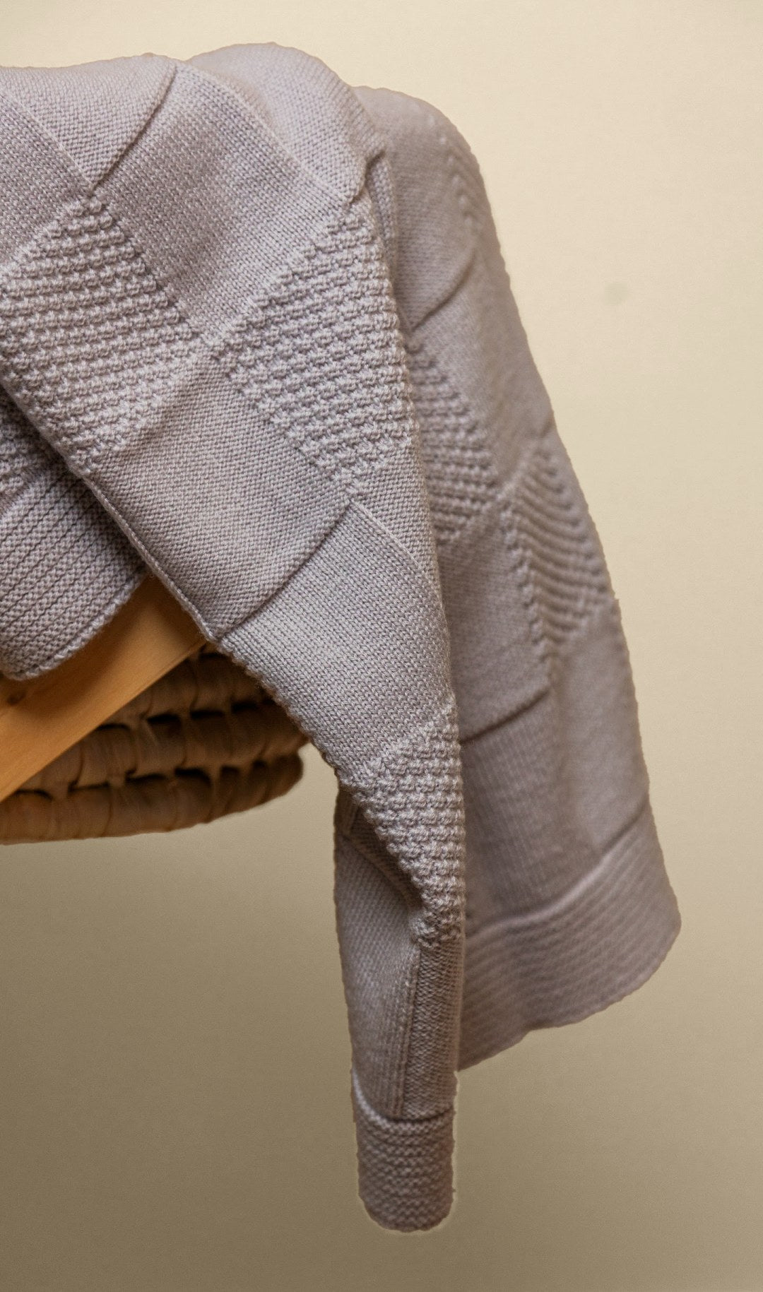 merino wool baby blanket textured pattern cot light pewter
