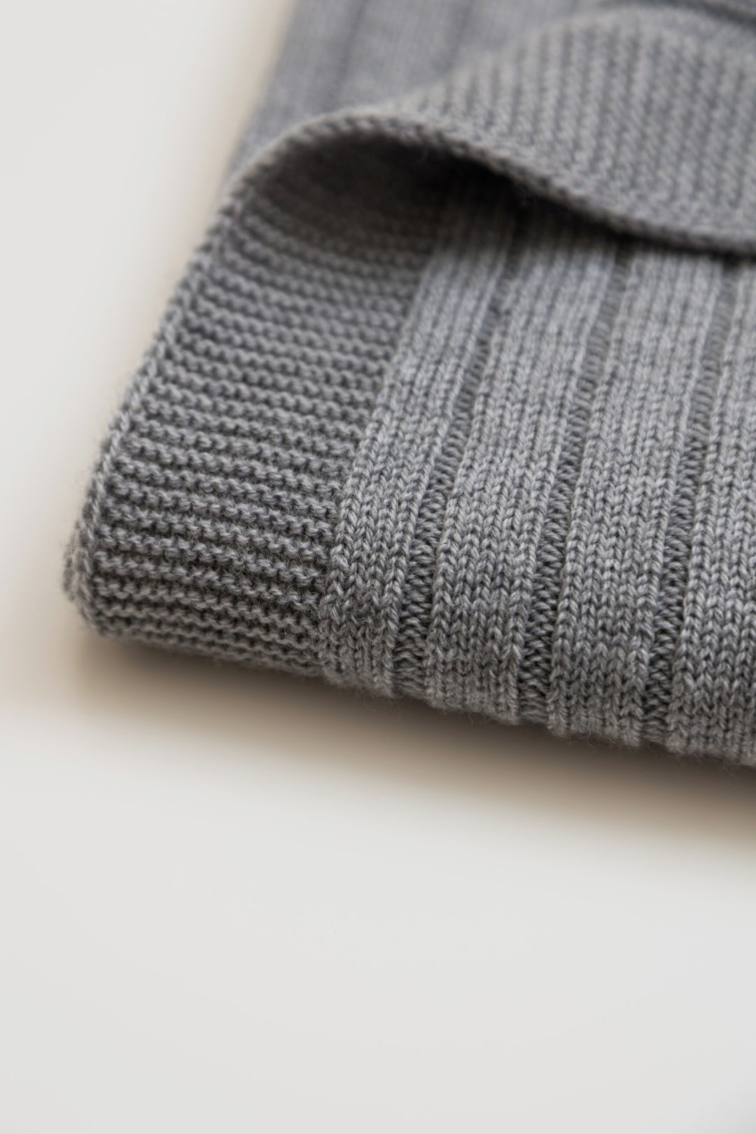 merino newborn blanket ribbed pattern cot pewter