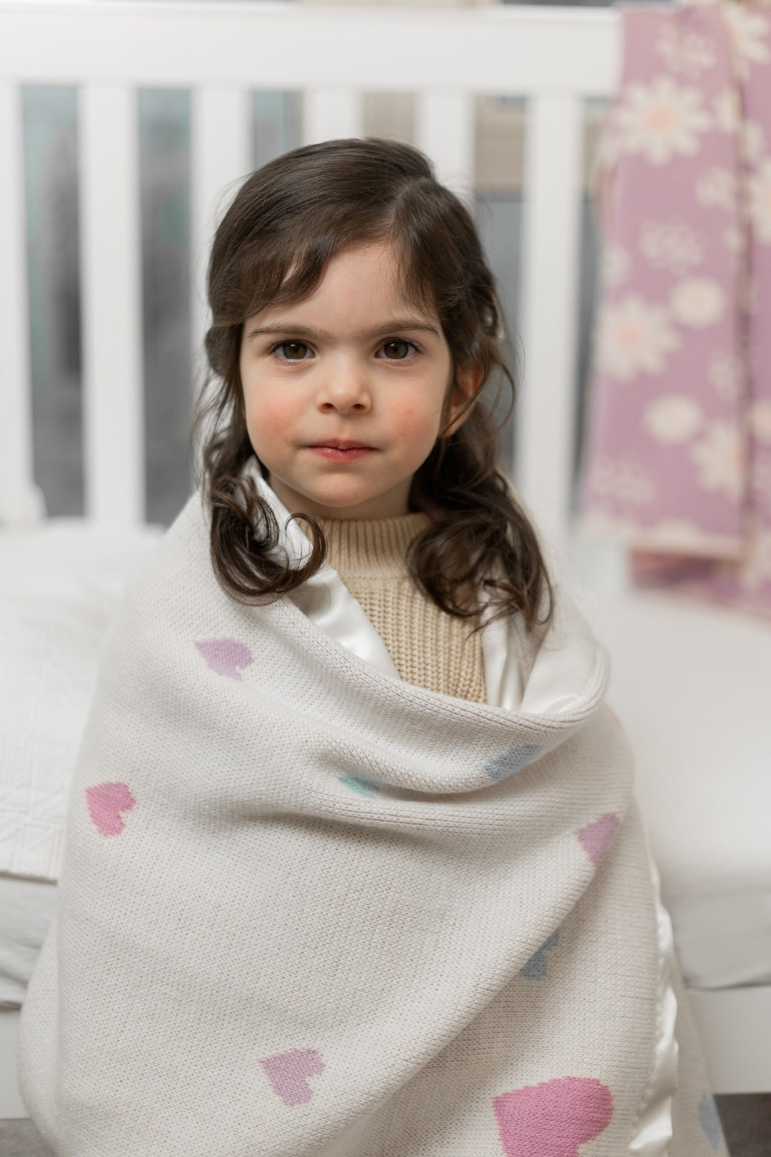 merino wool baby blanket heart design cot natural satin