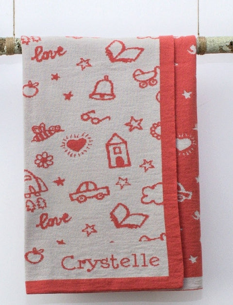 customized merino blanket drawing love