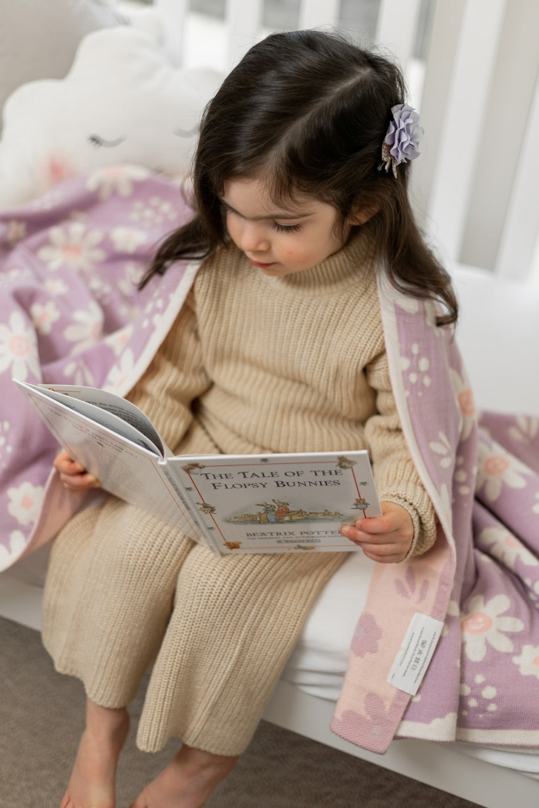 personalized merino wool blanket daisy flower cot lilac