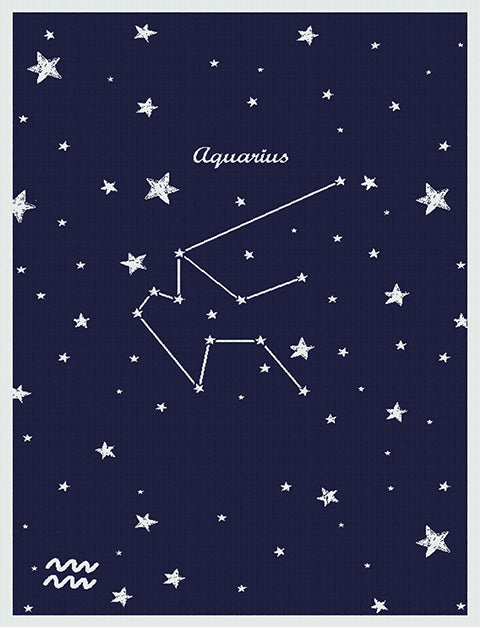 Customized Knitted Cotton kids Blanket - Zodiac Aquarius