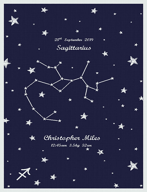 Customized Knitted Cotton kids Blanket - Zodiac Sagittarius
