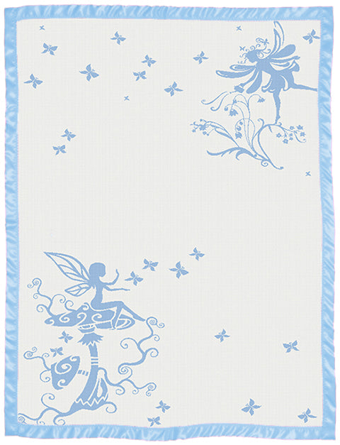 Girls Blanket Butterfly Fairy with satin large color blue.