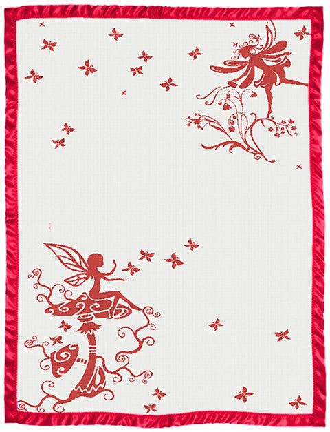 Girls Blanket Butterfly Fairy with satin large color red.