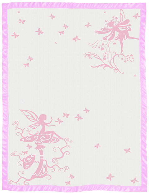 Girls Blanket Butterfly Fairy with satin large color pink.