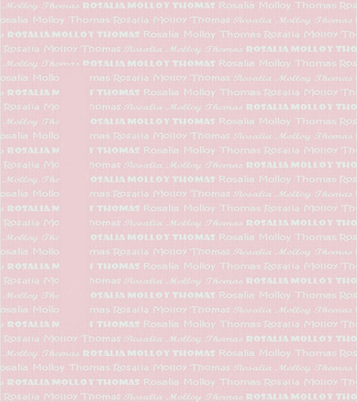 cotton personalised blanket all over name blush pink and white 80x90cm