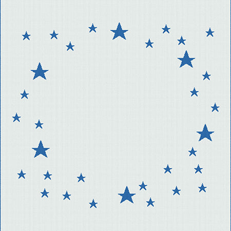Keepsake baby blanket star pattern with name on it Moses basket size paris blue.