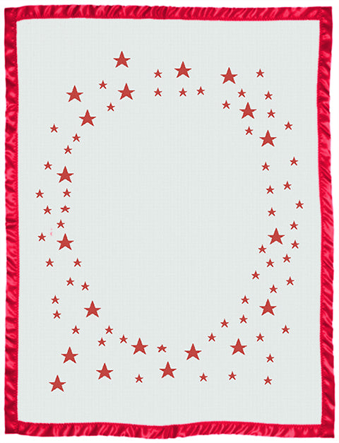 Keepsake baby blanket star pattern with name on it satin bidding cot size red.