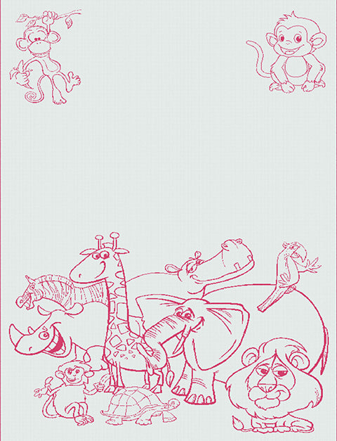 Kids Personalised Blanket Zoo pattern Size Large Cot hot pink.