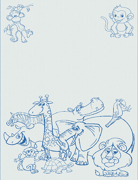 Kids Personalised Blanket Zoo pattern Size Large Cot paris blue.