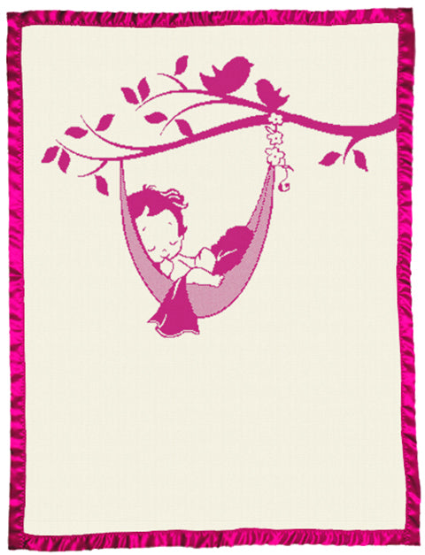 Children Merino Blanket Hammock Pattern Large Size Hot Pink