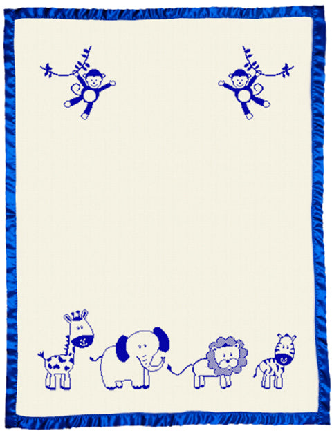 Cute Merino Blanket With Satin Bassinet Cot Size Blue