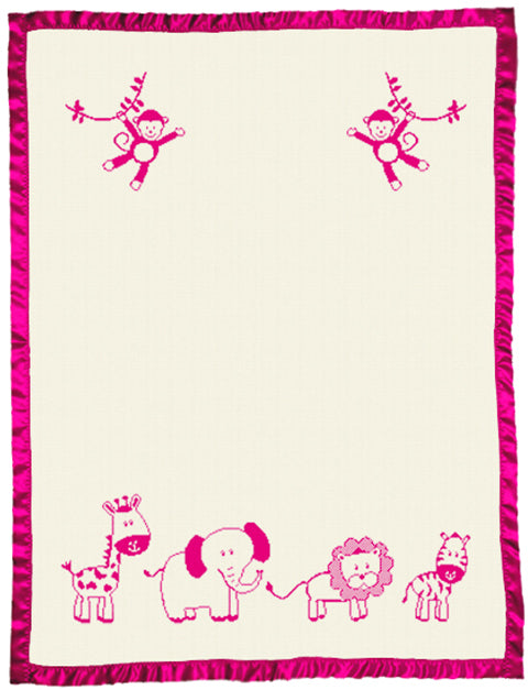 Cute Merino Blanket With Satin Bassinet Cot Size hot pink.