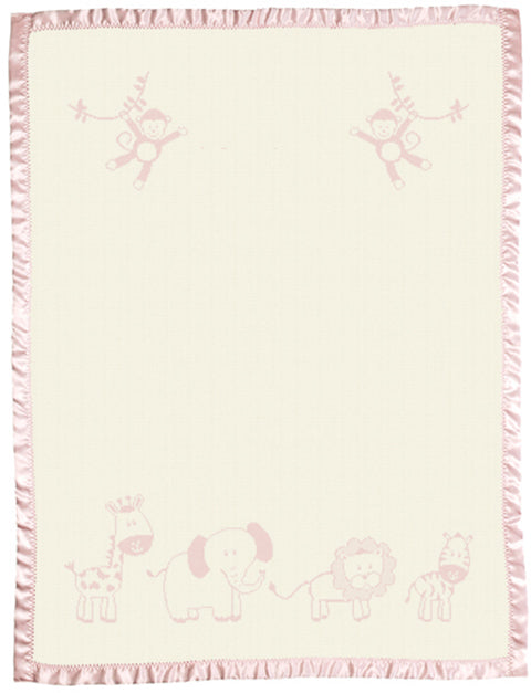 Cute Merino Blanket With Satin Bassinet Cot Size Pink.