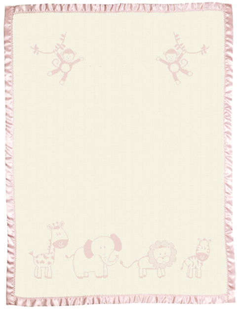 Cute Merino Blanket With Satin Bassinet Cot Size Pink.