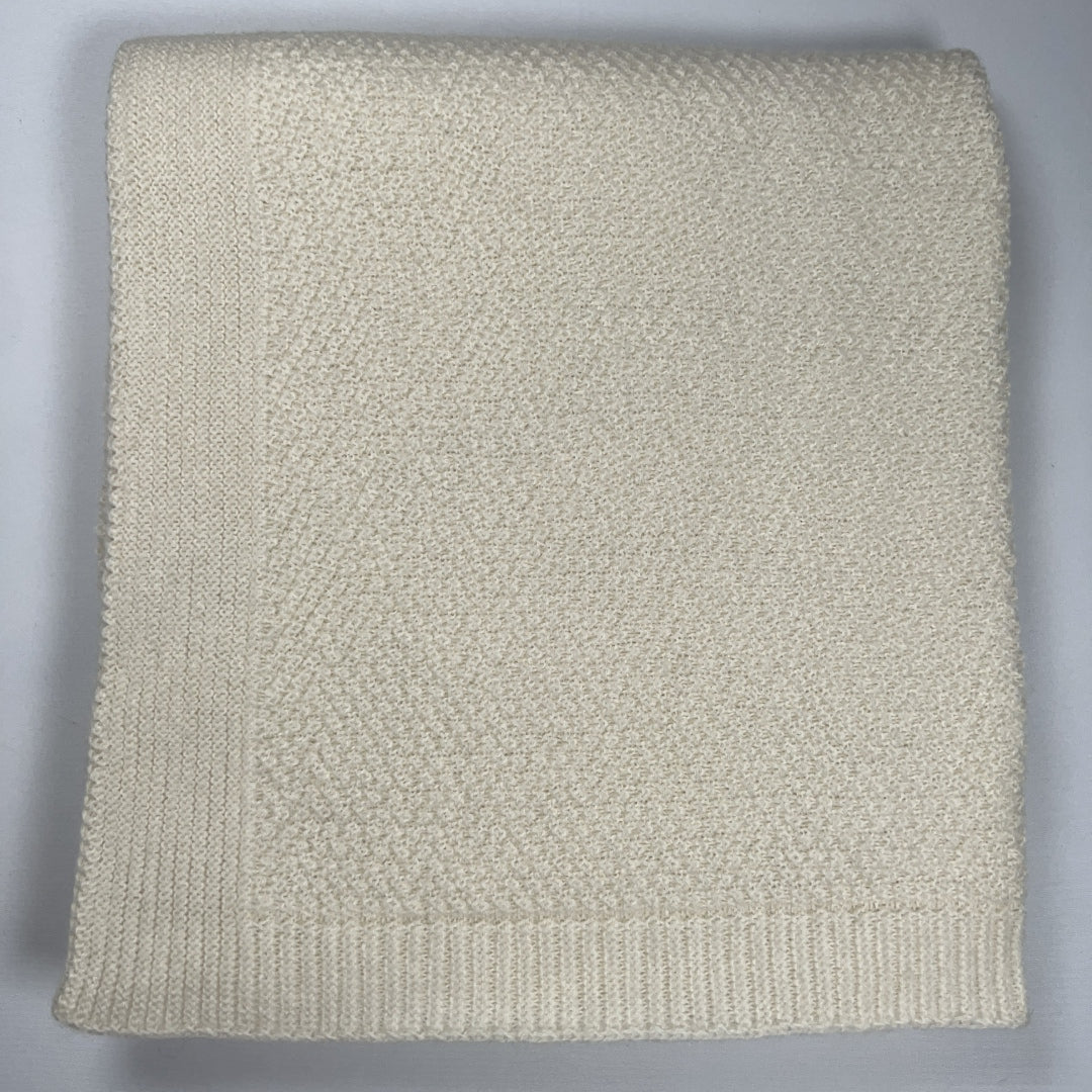 NZ Merino Blanket purl stitch colour natural cot size