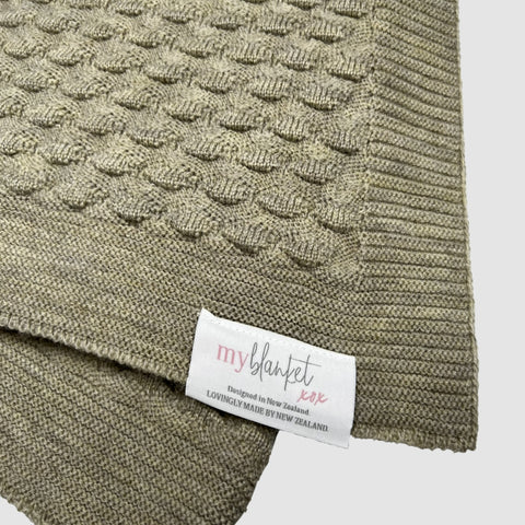 Merino blanket sage shell pattern bassinet size