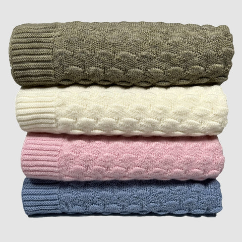 Merino blanket shell pattern colourway bassinet size