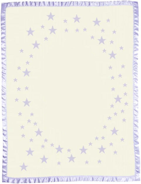 Merino blanket star pattern satin edge natural lavanda