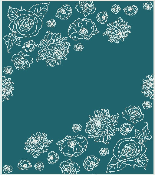 Merino blanket floral pattern forest green small size