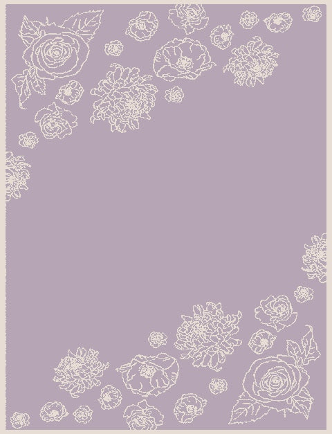 Merino blanket floral pattern pale lilac largesize