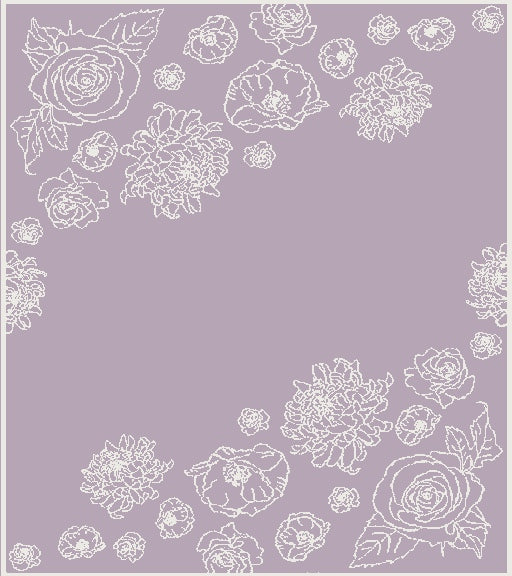 Merino blanket floral pattern pale lilac small size