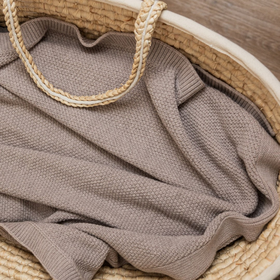 merino baby blanket moss stitch cot light sand