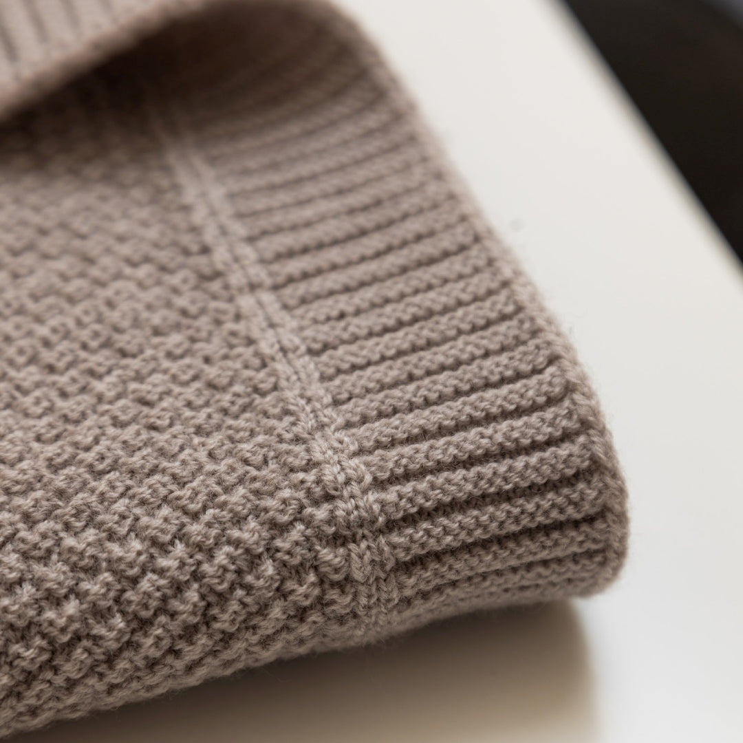 merino baby blanket moss stitch light sand