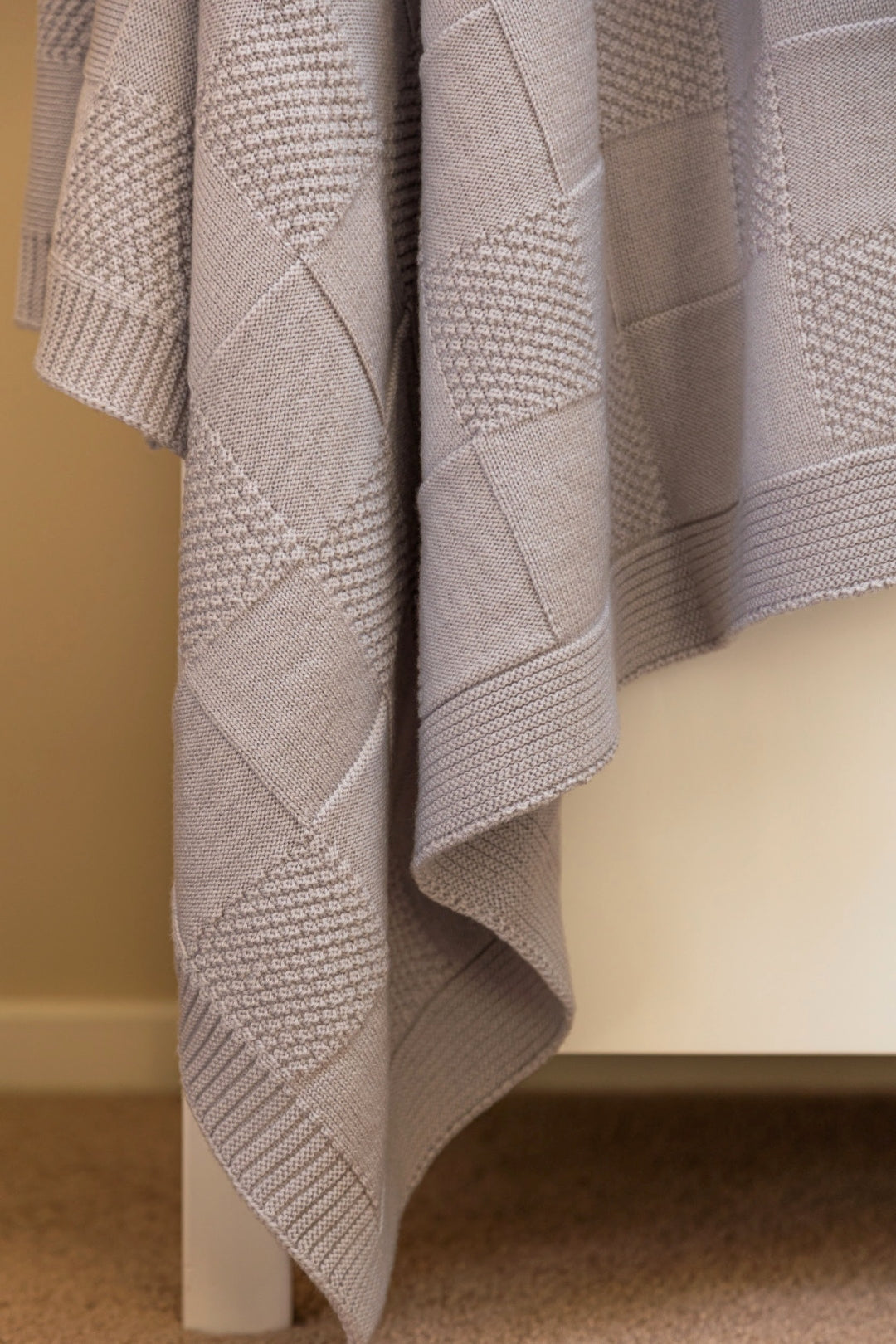 merino wool baby blanket textured pattern cot-light-pewter