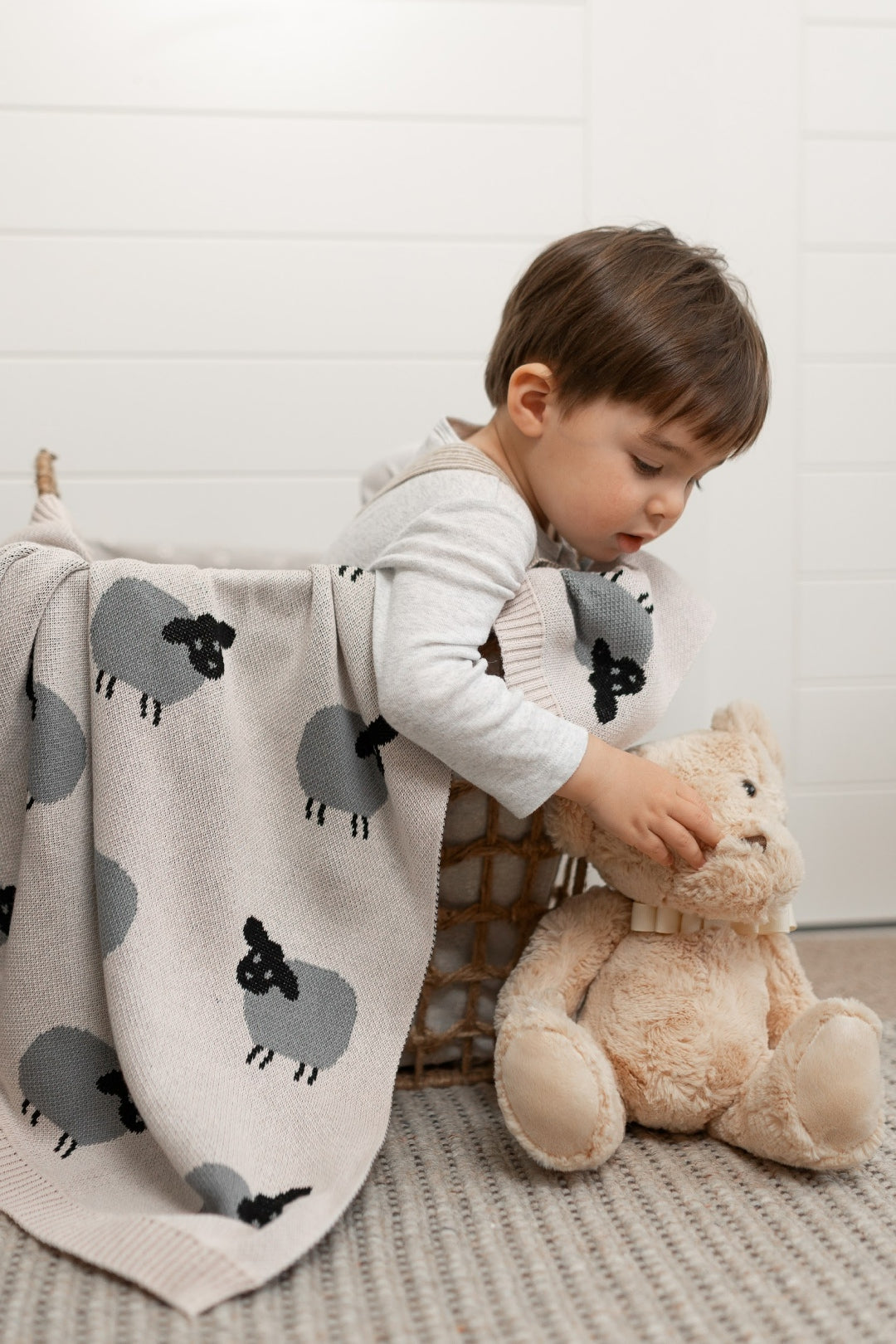 personalized cotton baby blanket sheep design cot alabaster