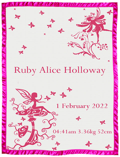 Girls Blanket Butterfly Fairy with satin large color hot pink preview