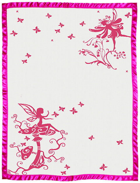 Girls Blanket Butterfly Fairy with satin large color hot pink.