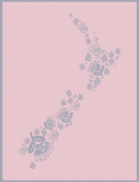 Merino Knitted family blanket New Zealand map Large cherry blossom.