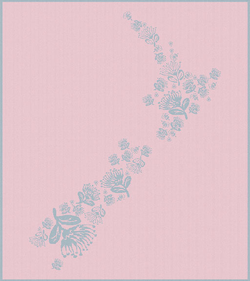 Merino Knitted family blanket New Zealand map small cherry blossom