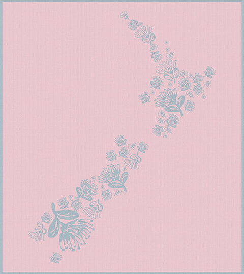 Merino Knitted family blanket New Zealand map small cherry blossom