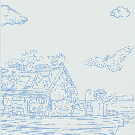 Children customised blanket Moses Basket size Noah_s Ark design colour blue.