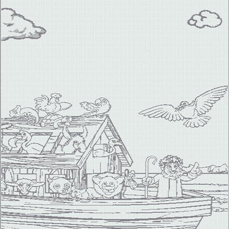Children customised blanket Moses Basket size Noah_s Ark design colour pewter.