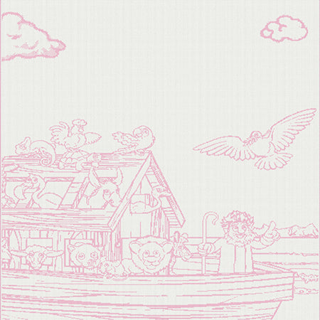 Children customised blanket Moses Basket size Noah_s Ark design colour pink.