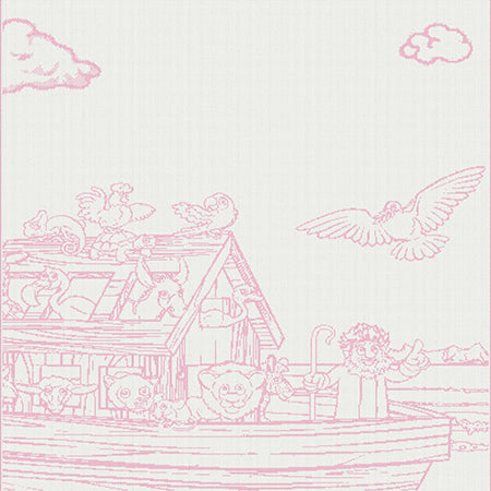 Load image into Gallery viewer, Children customised blanket Moses Basket size Noah_s Ark design colour pink.
