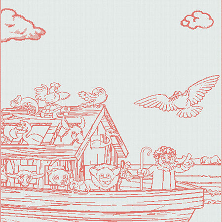 Children customised blanket Moses Basket size Noah_s Ark design colour watwermelon.