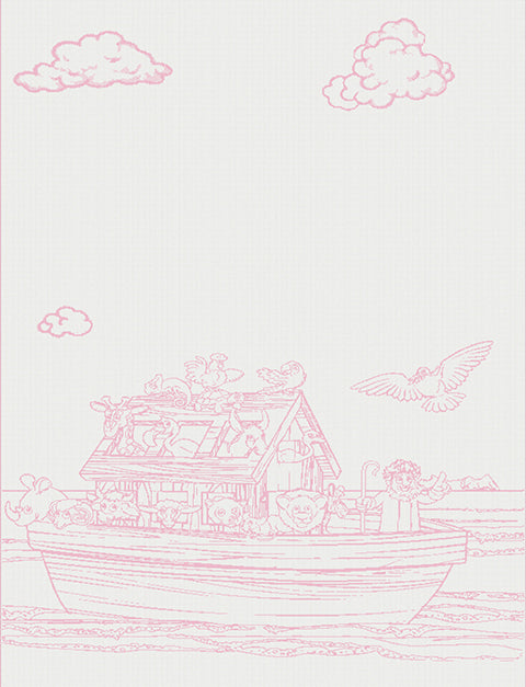 Children customised blanket cot size Noah_s Ark design colour pink.