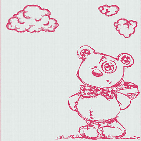cotton baby customized blanket Bear pattern cuddly color white  hot pink.